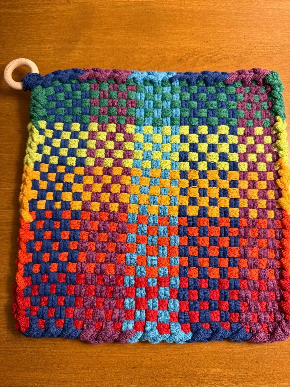 Handwoven Rainbow Cotton Pot Holders